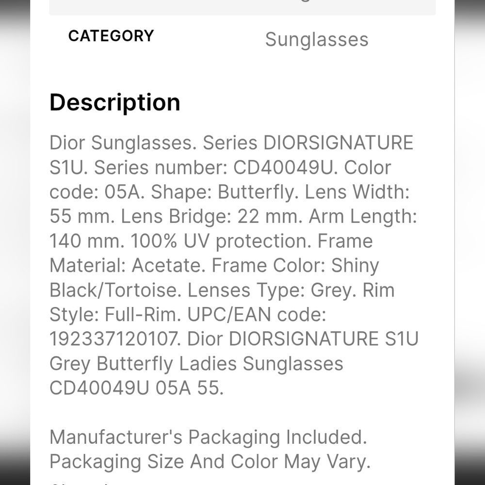 Dior Signature S1U 26A1 Butterfly Sunglasses - Picture 8 of 15